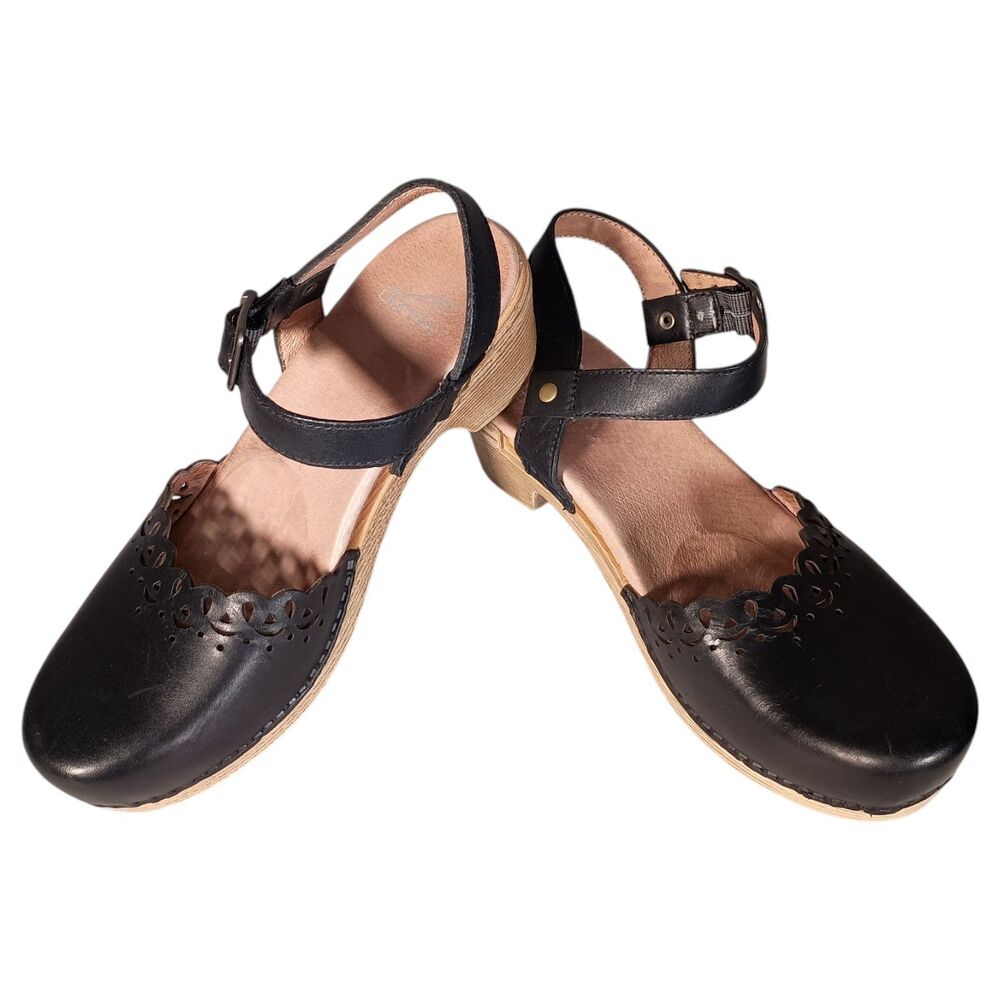 Dansko Mary Jane Shoes Toe Closed Black Leather Perforated Block Heel 38/7.5 - 8 - Picture 8 of 13